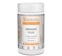 Mémoire Plus Synervital - 1000 gélules dosées à 326mg - Complexe de plantes pour la Mémoire - Ginkgo biloba - Bacopa -Magnesium - Vitamines B - Complément alimentaire - Fabriqué en France