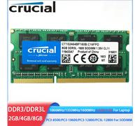 Mémoire RAM Crucial DDR3 DDR3L 8GB 4GB 2GB 1066 1333 1600MHz RAM 204pin 1.35V/1.5V PC3-12800 mémoire SODIMM pour ordinateur portable