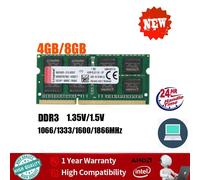 Mémoire RAM DDR3 DDR3L 4GB 8GB pour ordinateur portable SODIMM 1333/1666MHz 204Pin 1.35V/1.5V RAM PC3-10600 12800 RAM pour ordinateur portable
