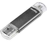 Mémoire supplémentaire USB pour smartphone/tablette Hama FlashPen Laeta Twin gris 16 GB USB 2.0, Micro USB 2.0