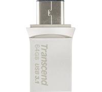 Mémoire supplémentaire USB pour smartphone/tablette Transcend JetFlash® 890 argent 64 GB USB 3.1 (2è gén.), USB-C®