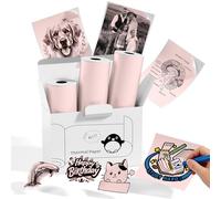 Memoking Lot de 3 rouleaux de papier autocollant Pour T02/M02L/Q02E | Rose Sticky - 50 mm x 3,5 m - Durée de vie 20 ans - Papier Thermique Pour journal, notes d'études photo