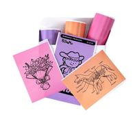 Memoking Lot de 3 rouleaux de papier autocollant T02/M02L/Q02E/M02/M02X - Violet/rouge rose/orange, T02 Recharge de papier autocollant pour imprimante-50 mm x 3,5 m, Durée de vie 20 ans - Pour notes