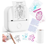 Memoking Mini Imprimante - T02 Mini Printer Photo Instantanée Portable Bluetooth Compacte pour Journal Diary Creation Gift Enfants, Apprentissage, Plaisir, DIY, Compatible avec iOS et Android, Blanc