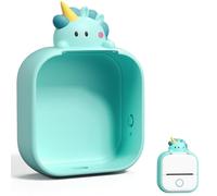 Memoking T02 Coque de protection - En silicone souple - En forme de licorne - Pour imprimante de poche portable - Compatible avec les mini autocollants thermiques T02 - Vert