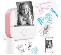 Memoking T02 Mini Imprimante Autocollant - Mini Imprimante Thermique Bluetooth Compacte pour Les Notes d'étude de Cadeaux, Photos, Apprentissage, Plaisir, DIY, Compatible avec iOS et Android, Rose