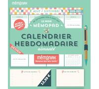 Mémopad calendrier hebdomadaire aimanté 2027 - Design 12 mois septembre 2026-août 2027