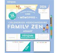 Mémopad Calendrier hebdomadaire aimanté Mémoniak Family Zen 2026 12 mois