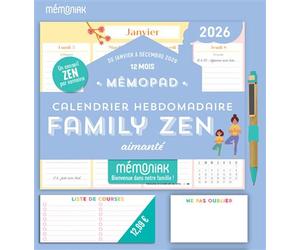 Mémopad Calendrier hebdomadaire aimanté Mémoniak Family Zen 2026 12 mois - Collectif - Editions 365 - broché - Calendrier