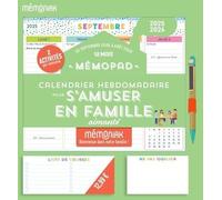 Mémopad calendrier hebdomadaire bloc aimanté 2026 pour s'amuser en famille, sept. 2025-août 2026