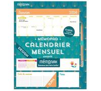 Mémopad Calendrier mensuel aimanté 2026 - Design (12 mois)
