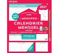 Éditions 365 – Mémopad calendrier mensuel aimanté 2027 – 16 mois (septembre 2026 à décembre 2027)
