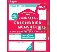 Mémopad calendrier mensuel aimanté 2027 - 16 mois, septembre 2026 à décembre 2027