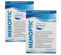 Memoptic - Memoptic Complement alimentaire Densmore - Ginkgo biloba - Choline - Magnesium - Vitamine B5 et Zinc - Lot de 2 Boites de 30 Comprimés