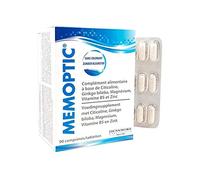 Memoptic - Memoptic Complement alimentaire Densmore MOIS de TRAITEMENT- Ginkgo biloba - Choline - Magnesium - Vitamine B5 et Zinc - Boite de 90 Comprimés