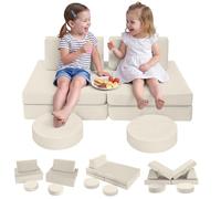 MeMoreCool Canapé de jeu pour enfants, Canapé modulaire en forme de fauteuil pour coin doudou de la chambre des enfants, Canapé-lit, Ensemble de canapé pour enfants en 8 pièces, Canapé en mousse avec