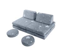 MeMoreCool Canapé de jeu pour enfants, fauteuil modulaire pour coin douillet, chambre d'enfant, canapé-lit, ensemble de 8 pièces, en mousse, avec fonction de couchage pour filles et garçons, gris