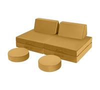 MeMoreCool Canapé de jeu pour enfants - Fauteuil modulaire pour salle de jeux - 8 pièces - Pliable - Kit de jeu - Canapé pour enfant avec fonction couchage - Pour fille et garçon - Jaune