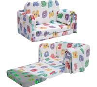 MeMoreCool Canapé pour enfant, pliable, 3 en 1, avec fonction de couchage, canapé de jeu, une aire de jeux intérieure passionnante pour la chambre d'enfant, motif de l'alphabet