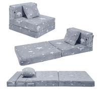 MeMoreCool Canapé pour Enfants, Fauteuil Convertible & Matelas au Sol pour Enfants, Matelas Pliable pour Enfant, Canapé Modulaire pour Salle de Jeux, Chauffeuse 1 Place, Brillant dans Le Noir
