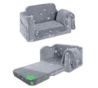 MeMoreCool Canapé pour Enfants, Petit Canapé-lit pour Enfants, Mini Canapé Convertible Pliable pour Tout-Petits, Fauteuil Pliable en Peluche Douce Qui Brille dans Le Noir, Étoiles Brillantes