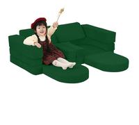 MeMoreCool Fancy Canapé de jeu en velours côtelé, 10 pièces, modulable, pour salle de jeux, ensemble de sièges convertibles, blocs de construction en mousse pour chambre d'enfant, vert