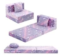 MeMoreCool Lit Canapé pour Enfants, Matelas de Sol pour Chaise de Tout-Petit qui Brille dans le Noir, Canapé Modulaire Pliable pour Enfants Convertible en Futon pour Chambre de Jeux, Motif Licorne