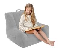 MeMoreCool Pouf poire confortable pour enfant avec rembourrage, pouf en peluche pour fille et garçon, 60 x 55 x 55 cm, gris