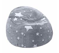 MeMoreCool Pouf pour enfants, lit d'assise pour tout-petits, chaise transformable en matelas de sol avec rembourrage, poufs pour enfants remplis pour dormir pour filles et garçons, gris étoile