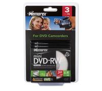 Memorex Mini DVD-RW Lot de 3 DVD RW Vierges, 1,4 Go, DVD-RW, 30 Min