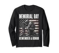Memorial Day Remember and Honor Patriotic US Flag Manche Longue