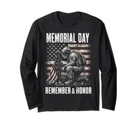 Memorial Day Remember and Honor Patriotic US Flag Manche Longue