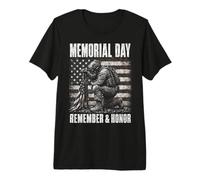 Memorial Day Remember and Honor Patriotic US Flag T-Shirt Haut de Gamme