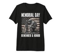 Memorial Day Remember and Honor Patriotic US Flag T-Shirt Haut de Gamme