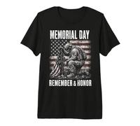 Memorial Day Remember and Honor Patriotic US Flag T-Shirt Haut de Gamme