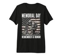 Memorial Day Remember and Honor Patriotic US Flag T-Shirt Haut de Gamme