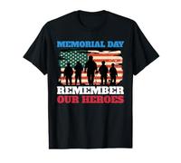 Memorial Day Remember Our Heroes Drapeau USA T-Shirt Graphique avec Valeur
