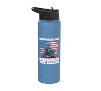 Memorial Day Remember the Fallen Drapeau USA Stainless Steel Insulated Water Bottle