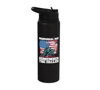 Memorial Day Remember the Fallen Drapeau USA Stainless Steel Insulated Water Bottle