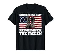 Memorial Day Remember The Fallen USA Flag Soldats Boots T-Shirt Graphique avec Valeur
