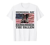 Memorial Day Remember The Fallen USA Flag Soldats Boots T-Shirt Graphique avec Valeur