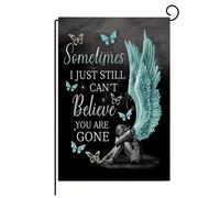 Mémorial De L'Ange Papillon Parfois, Je N'Arrive Pas À Croire Que Tu Sois Parti(E) Drapeau De Jardin Décoratif Drapeau Résistant Aux Intempéries Bannière Pour Porche Cour Extérieur 30X45Cm