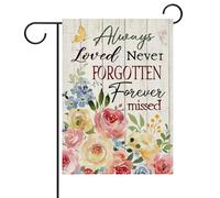 Mémorial De Roses, Toujours Aimées, Jamais Oubliées, Cimetière De Fleurs Drapeaux Décoratif Bannière Résistant Aux Intempéries Garden Flag Pour Cour Bar Jardin 30X45Cm