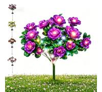 Memorial Garden Bloom Lights - Ultra-Realistic Solar Flowers Stake, Weatherproof LED Decorative Lighting for Yard, Patio, Pathway, and Grave Solar Light for Cemetery (Purple, Colored)