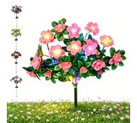 Memorial Garden Bloom Lights - Ultra-Realistic Solar Flowers Stake, Weatherproof LED Decorative Lighting for Yard, Patio, Pathway, and Grave Solar Light for Cemetery (Pink, Colored)