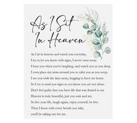 Memorial Gift Wall Art As I Sit In Heaven Comforting Bereavement Quote for Funeral Memorial Space or Bedroom Decor(Framed,08x12inch(20x30cm))