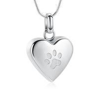 memorial jewelry Bijou de crémation pour animal de compagnie - Pendentif avec empreinte de patte - Collier urne funéraire - Bijou pour animal de compagnie/chien/chat - Cendres