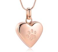memorial jewelry Bijou de crémation pour animal de compagnie - Pendentif avec empreinte de patte - Collier urne funéraire - Bijou pour animal de compagnie/chien/chat - Cendres