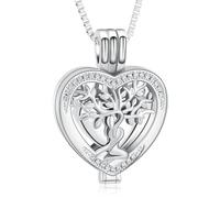 memorial jewelry Collier arbre de vie en acier inoxydable en forme de cœur pour cendres d'animaux domestiques, Acier inoxydable, Pas de gemme
