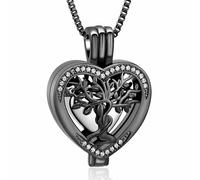 memorial jewelry Collier arbre de vie en acier inoxydable en forme de cœur pour cendres d'animaux domestiques, Acier inoxydable, Pas de gemme